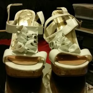 White wedge heels